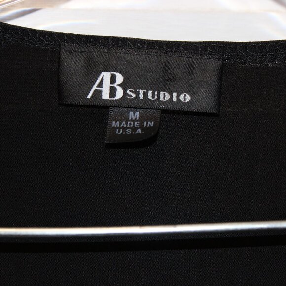 VINTAGE Y2K AB Studio Black Knit Top with Ruched Side with Gold Holder Size Med - Picture 4 of 5